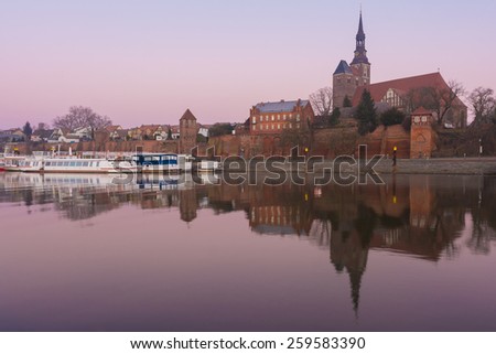 dawn in the town of Tangermuende, Germany