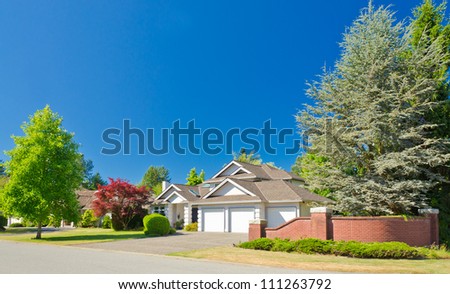 A perfect neighborhood. Houses in suburb at Summer in the north America
