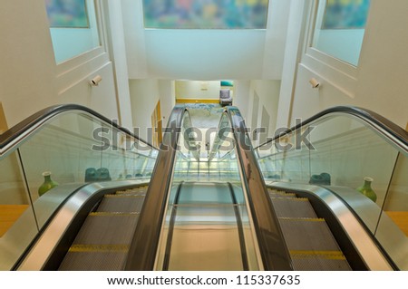 Interior of a building hall, hotel stairs