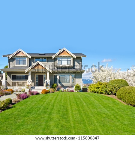 Luxury House At Sunny Day In Vancouver, Canada.