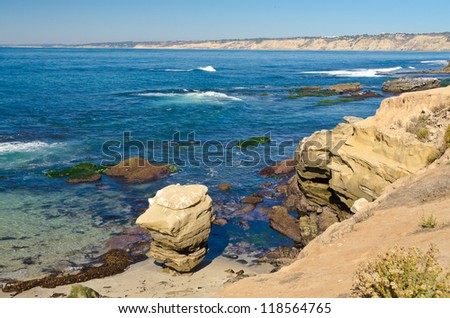 San Diego California Coast Line, La Jolla Shores in San Diego, California USA