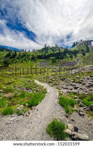 Fragment of Bagley Lakes Trail at Mount Baker Park in Washington, USA