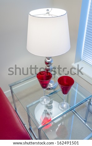 Interior design with lamp on end table