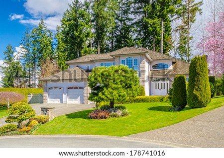 Fragment of a nice house with gorgeous outdoor landscape in Vancouver, Canada.