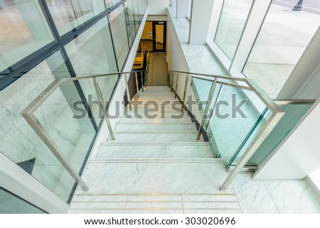 Abstract fragment of architecture of modern lobby, hallway of the luxury hotel, shopping mall, business center in Vancouver, Canada. Interior design.