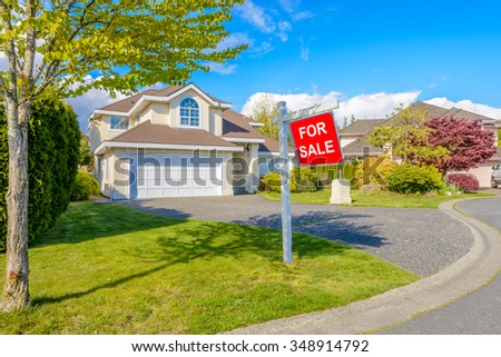 A perfect neighborhood. Houses for sale in suburb at Spring in the north America.