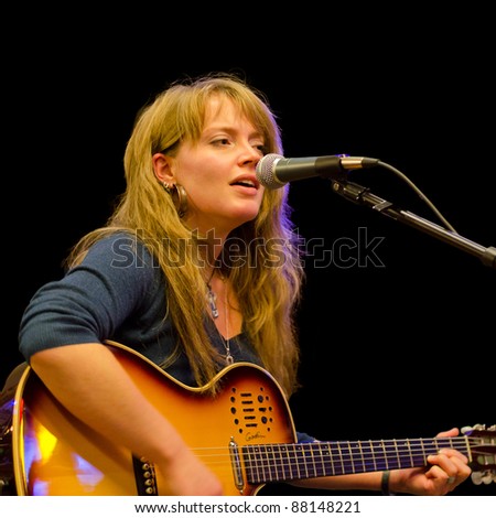 VANCOUVER, CANADA - OCTOBER 27: Sandra Bouza on the stage of The Waves Coffee House on October 27, 2011 in Vancouver, Canada.