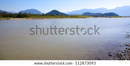 Gravel bars on the Fraser River in British Columbia Canada