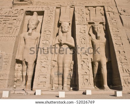 Stone statues in the temple of the Egyptian Pharaoh