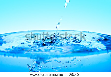 dripped water on turn blue background