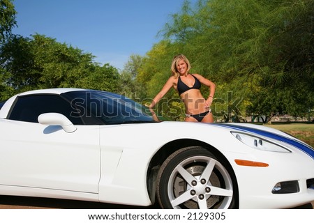Bikini Babe With Car