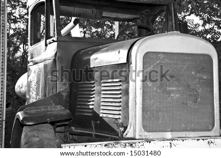 Abandoned Antique Truck in Black and White.