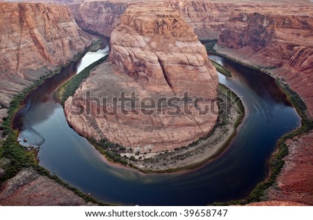 Horseshoe Bend, an entrenched meander on the Colorado River near Page Arizona.
