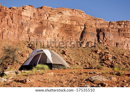 A tent at a camp in the wilderness of Utah\'s  San Juan County.