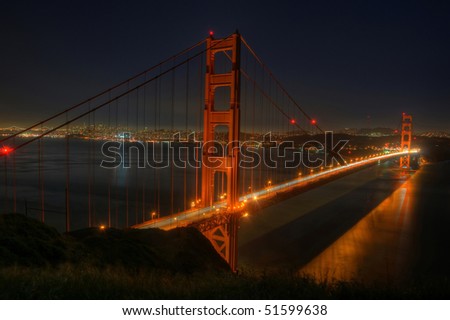 san francisco golden gate bridge at night. and the Golden Gate Bridge