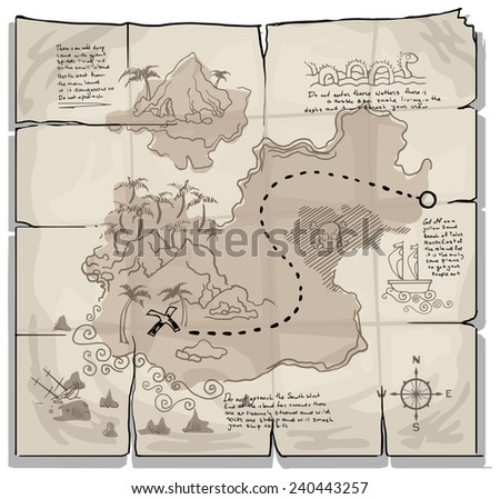 Old pirate map vector illustration Old pirate map vector illustration