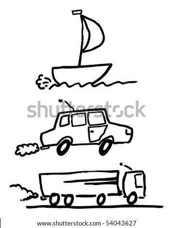 stock vector boat car truck vector