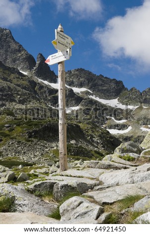 Mountain footpath sign