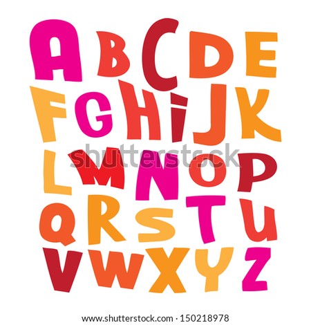 Pink red and yellow vector alphabet letters on white illustration Pink red and yellow vector alphabet letters on white illustration