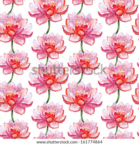 lotus flower pattern. watercolor.
