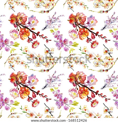 Abstract watercolor hand painted backgrounds with sakura and orchid Abstract watercolor hand painted backgrounds with sakura and orchid