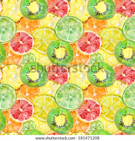 Fruity composition. seamless watercolor background.