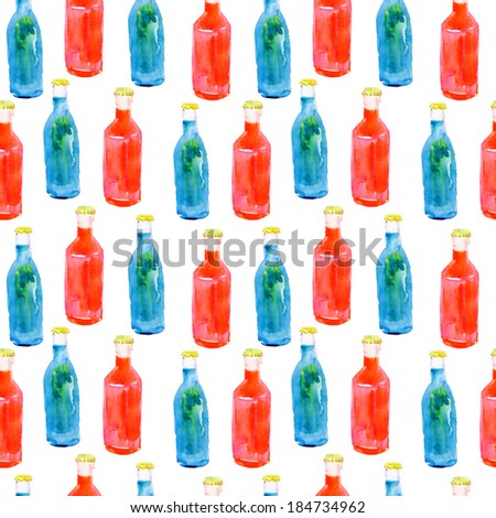 Background with bottles ,seamless pattern with wine bottles  ,set of colorful bottle on background.