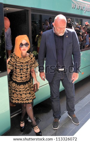 BUCHAREST, ROMANIA - AUGUST 15: American singer Lady Gaga arrives at the Hilton Bucharest, Aug 15, 2012. Lady Gaga will perform a concert in Constitution Square in Bucharest, Thursday, August 16.