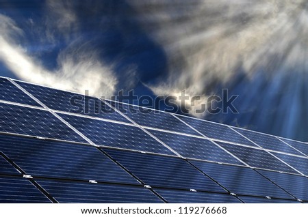 Solar energy panels, renewable solar energy .Sustainable development of the environment.