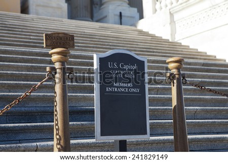 WASHINGTON, DC - DECEMBER 26: Members entrance at the United States Capitol in Washington, DC on December 26, 2014.