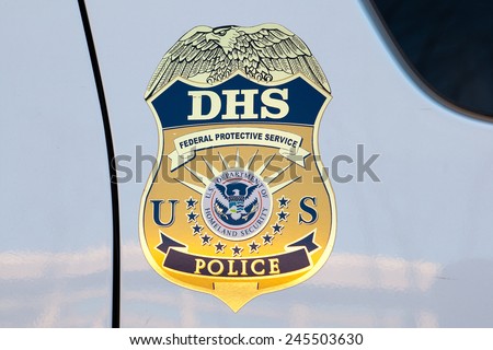 WASHINGTON, DC - DECEMBER 26: Department of Homeland Security emblem on a DHS Police car in Washington, DC on December 26, 2014.