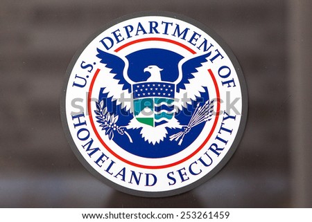 WASHINGTON, DC - FEBRUARY 15: Department of Homeland Security Seal located outside the Federal Emergency Management Agency headquarters in Washington, DC on February 15, 2015.