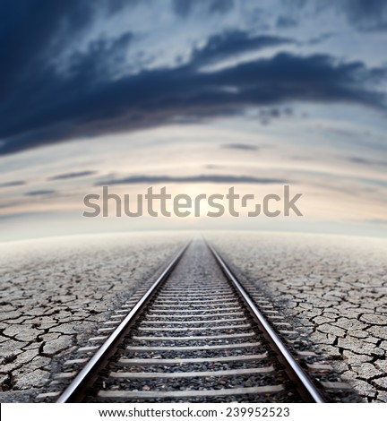 Travel concept and railway.Sunset dream scape