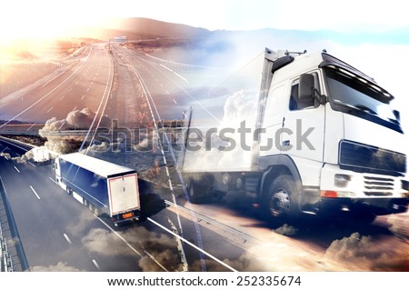 Abstract design background Trucks and transport.Highway and delivering.