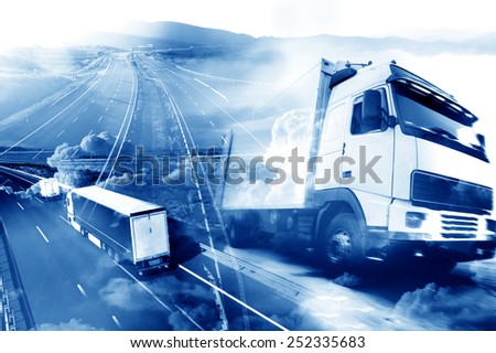Abstract design background Trucks and transport.Highway and delivering