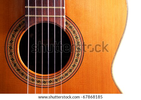 frontal close up image of spanish guitar