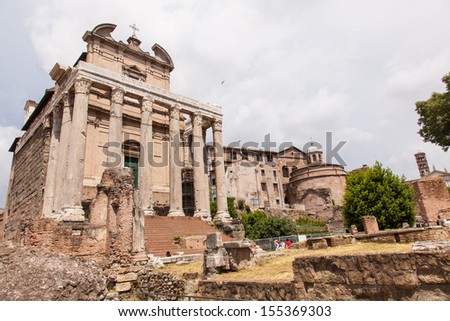 Temple of Antoninus and Faustina is an ancient Roman temple in Rome, adapted to the church of San Lorenzo in Miranda. It stands in the Forum Romanum, on the Via Sacra, opposite the Regia.