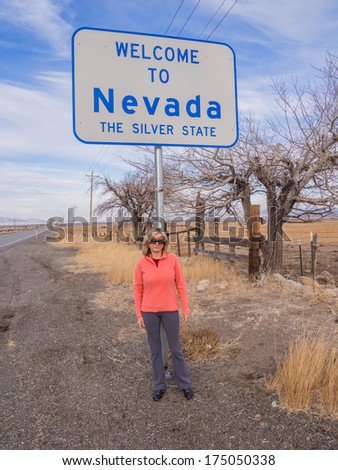 Welcome sign at California-Nevada State Line on highway 88