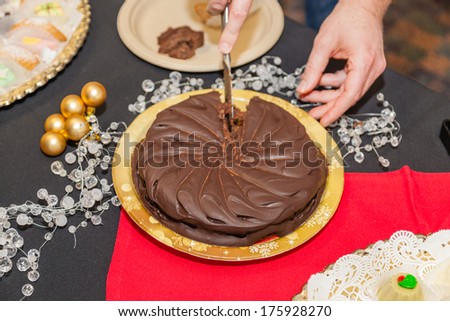 Chocolate cake is a cake flavored with melted chocolate or cocoa powder.