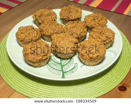 Sweet potato, carrot muffins with almonds and pecans.