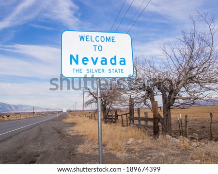 Welcome sign at California-Nevada State Line on highway 88