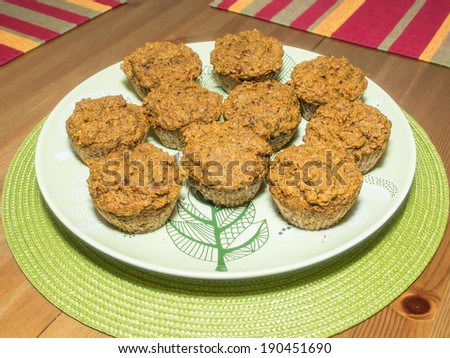 Sweet potato, carrot muffins with almonds and pecans.