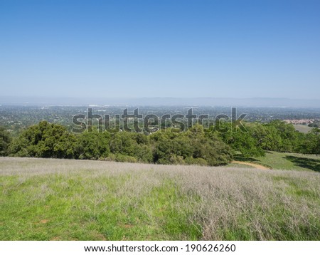 View of Silicon Valley from vista point at San Antonio Open Space Preserve.