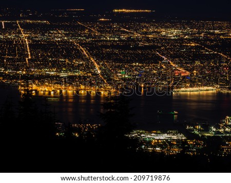 Vancouver night view from the top of Grouse Mountain