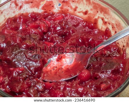 Cranberry sauce or cranberry jelly is a sauce or relish made out of cranberries, commonly associated with Thanksgiving dinner in North America and Christmas dinner in the United Kingdom.