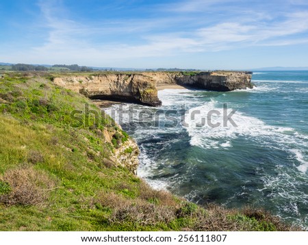 Hiking on a top of seaside bluffs at Wilder Ranch State Park in Santa Cruz, CA