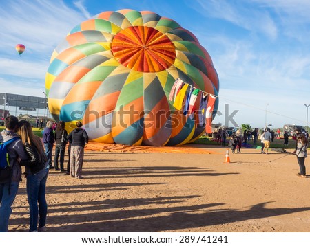 WINDSOR, CA/USA - June 20, 2015: 25th Annual Sonoma County Hot Air Balloon Classic is a yearly event where you can experience balloons up close, watch them launch, and even take tethered rides.