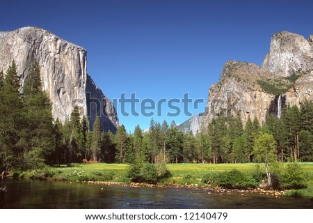 Yosemite Valley is a world-famous scenic location in the Sierra Nevada mountains of California.