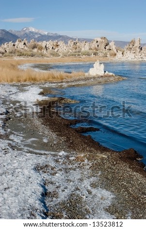 Mono Lake is an alkaline and hypersaline lake in California
