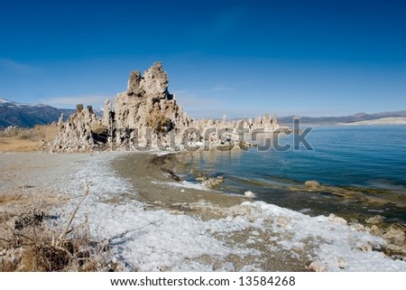 Mono Lake is an alkaline and hypersaline lake in California